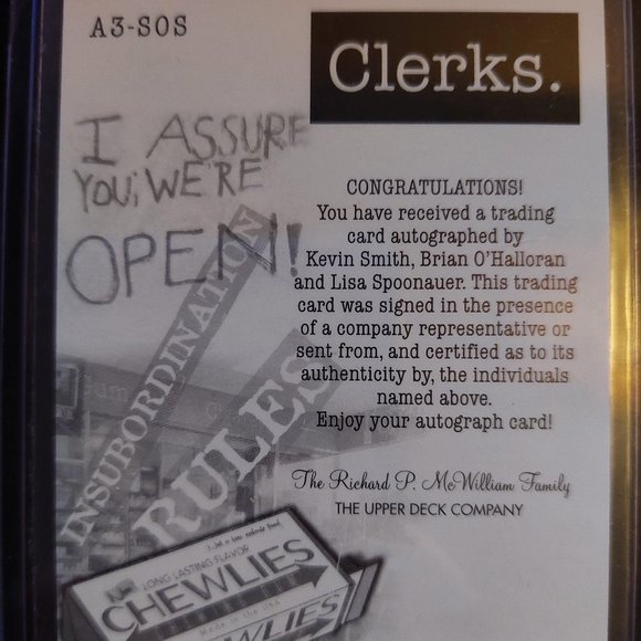 Clerks Triple Autographed Card - Kevin Smith / Brian O'Halliran / Lisa Spoonauer - Picture 2 of 2